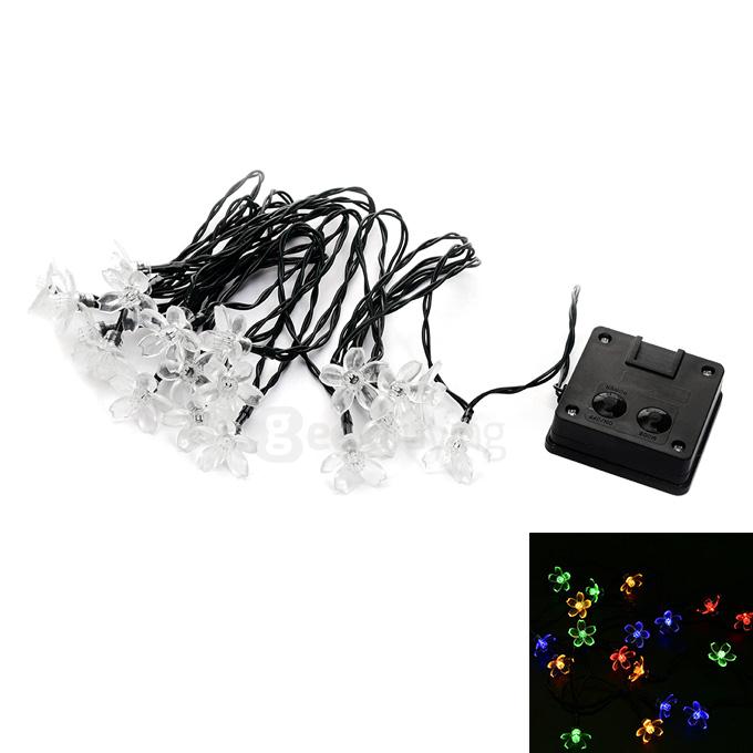 4.8m 20 LED Sakura Lights Solar Outdoor Fairy Flower String Lights for Garden Patio Path Christmas Indoor - Rainbow