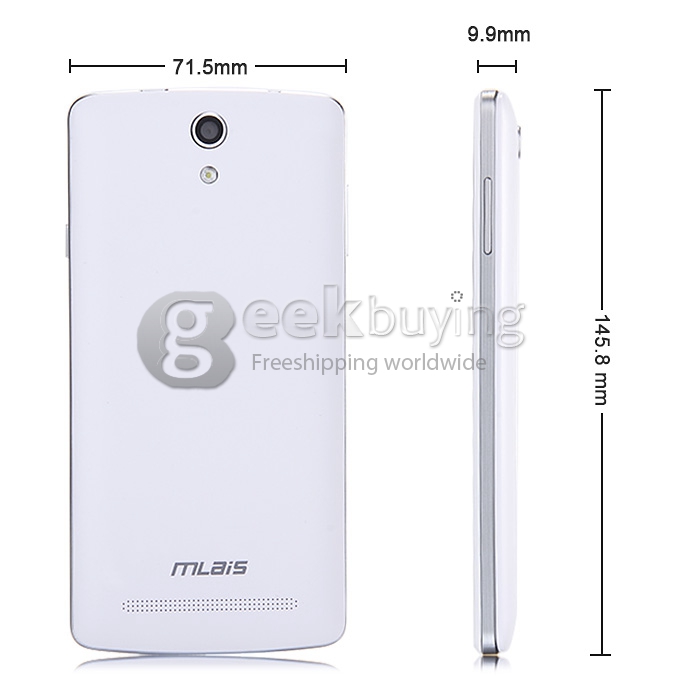 Mlais MX Base 5.0inch 64 BIT 4G FDD-LTE Android 5.1 Smartphone MTK6735 Quad Core 2GB RAM 16GB ROM 4300mAh Battery - White