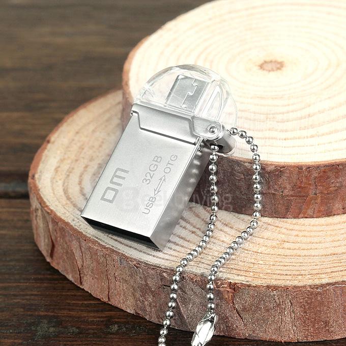 DM PD008 Waterproof 32GB USB 2.0 + Micro USB OTG Flash Drive U Disk for Smart Phone & Computer - Silver