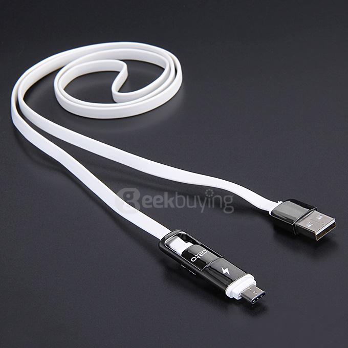 Ditto Type-C + Micro USB 2-In-1 Safe Quick Charger & Data Line USB Convertor Connection Adapter - White