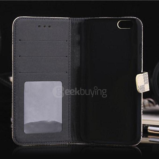 New Style Luxury Grid Pattern Pattern Wallet Leather Case Cover For Apple iPhone 6s 4.7inch Phone - White