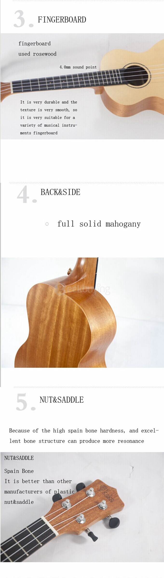 Kaka KUS-26D 21 Inch Mini Ukulele 5A Solid African Mahogany Wood Ultra-fine Matte Finish 4 Aquila Strings with Bag