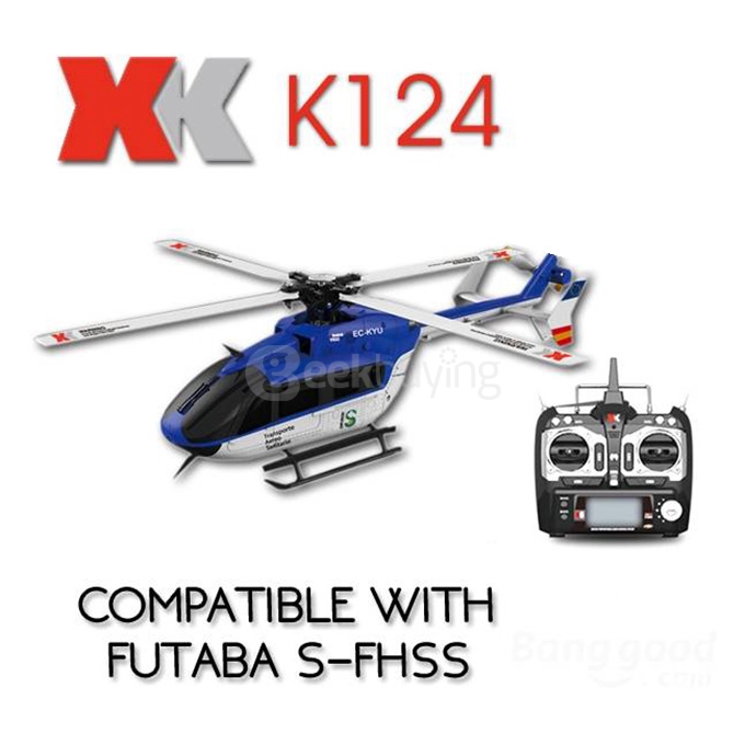 XK K124 6CH Brushless RC Helicopter EC145 3D6G System Inverted Flight Copter RTF