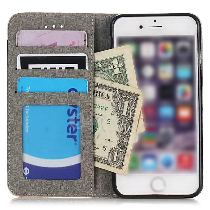 New Style Luxury Golden Filamentous Pattern Wallet Leather Case Cover For Apple iPhone 6s 4.7 inch Phone - Black
