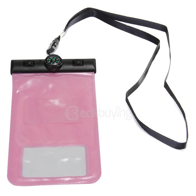 5.5In Waterproof Case Soft Pouch Protective Cover With Compass For iPhone6 Plus Universal Smartphones- Pink