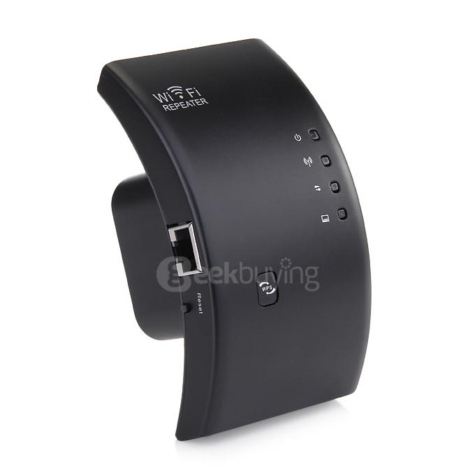 300Mbps Wireless-N WiFi 802.11n Repeater Router 2.4GHz WLAN Range Expander Extender Router with US Plug Adapter- Black