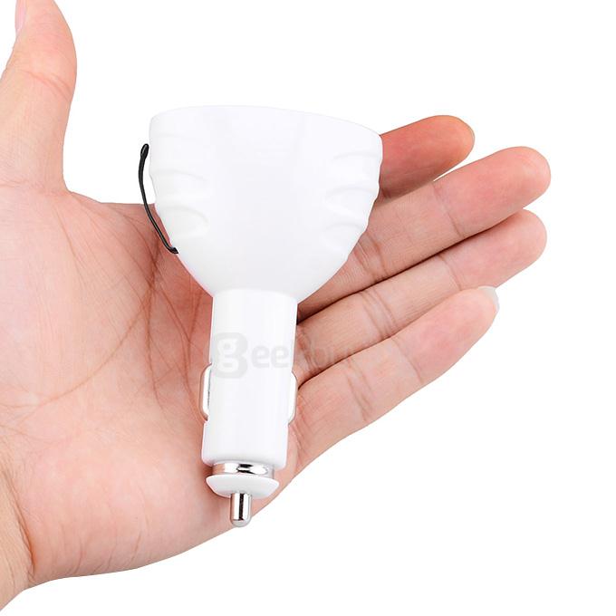VST-708 3-in-1 Multi-Functional Voltage Thermometer Dual USB Car Charger Adapter - White