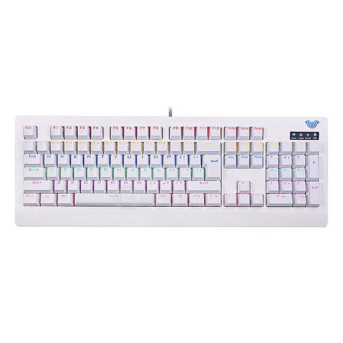 AULA Tarantula Ghosts Mechanical Laptop Computer Gaming Keyboard LOL Blue Switch 104 Keys 26keys Anti-ghost Blacklit USB Wired Keyboard - White