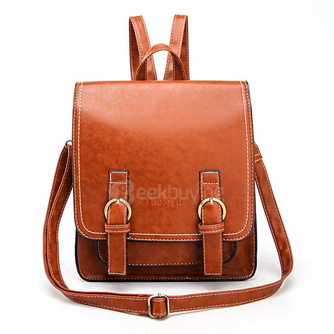 Taoleyu Retro Shoulder Bag Fashionable College Style Lady Bag Backpack - Cinnamon