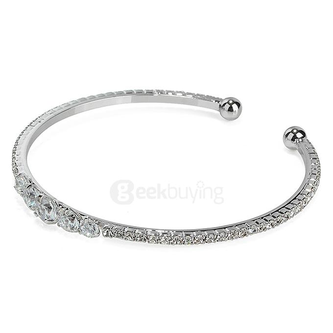 LBOS Fashion Women's Luxury Jewelry Beautiful Cubic Zirconia Open Mouth Bracelet - Silver
