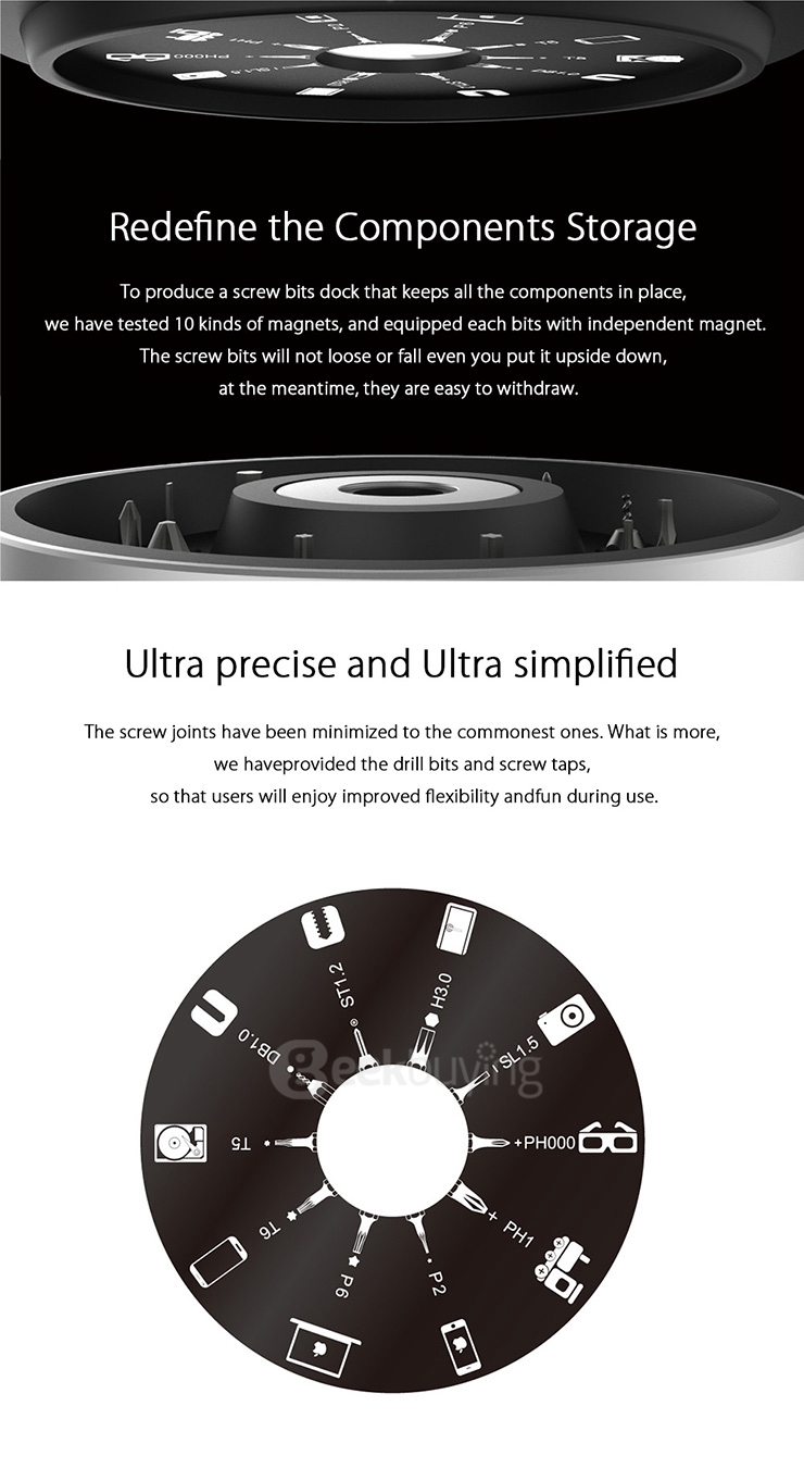 Wowstick 1S 1/8 Inch Toolkit Mini Lithium Cordless Electric Power Screwdriver With LED Base Cover Magnetic Board USB