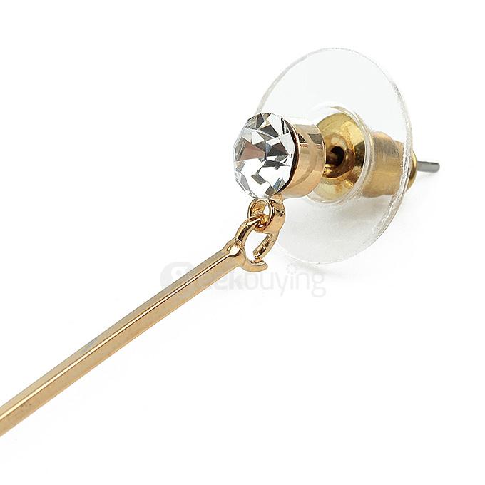 LBOS 01390 Fashion Women's Luxury Jewelry Zinc Alloy + Rhinestone Dangle Earrings - Gold