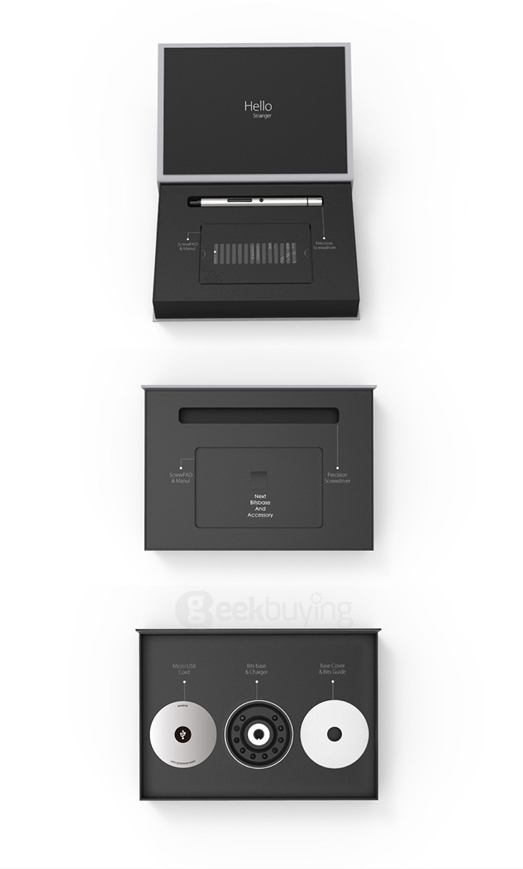 Wowstick 1S 1/8 Inch Toolkit Mini Lithium Cordless Electric Power Screwdriver With LED Base Cover Magnetic Board USB