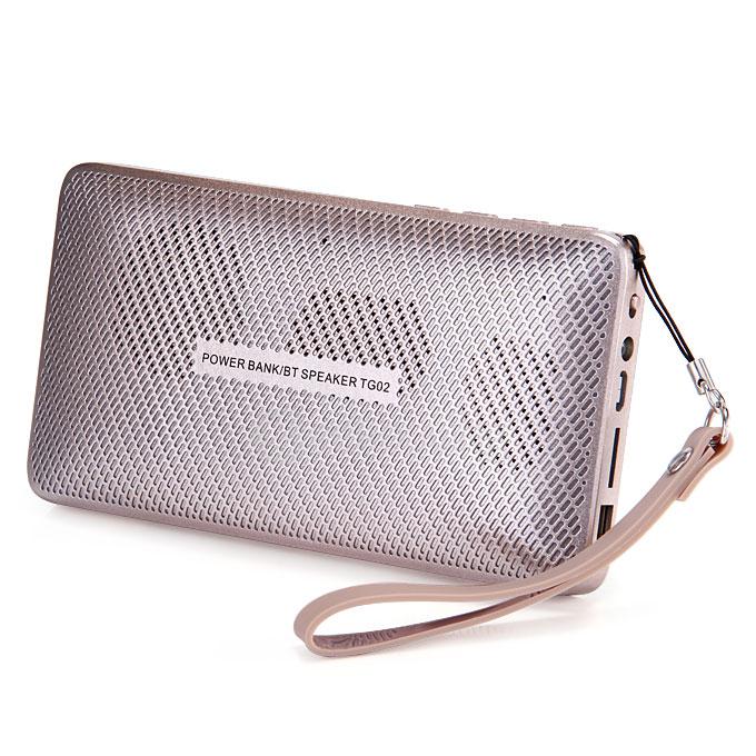 TG02 2800mA Power Bank Handsfree Stereo Wireless Bluetooth 3.0 Speaker TF FM Torchlight - Champagne