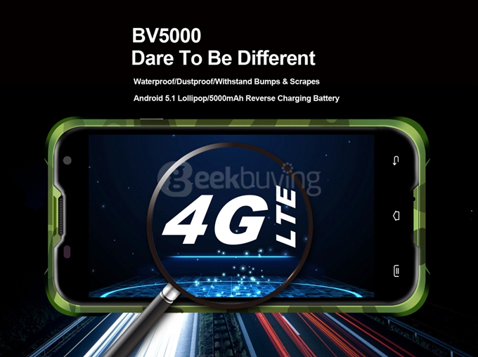 Blackview BV5000 4G LTE IP67 Waterproof 5.0inch Android 5.1 2GB 16GB Smartphone MT6735P Quad Core 1.0GHz 8.0MP 4780mAh - Orange