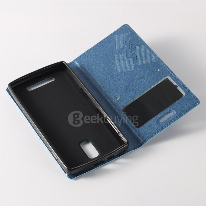 Window View Style Protective PU Leather Case Hard Flip Cover with Back Shell for Blackview Breeze Smartphone - Blue
