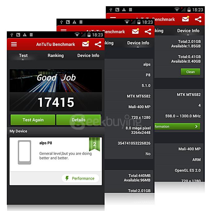X-BQ P8 5.0inch HD Screen MTK6582 Quad Core 1.3GHz Android 5.1 Smartphone 512MB RAM 4GB ROM 3G GPS Miracast - Black