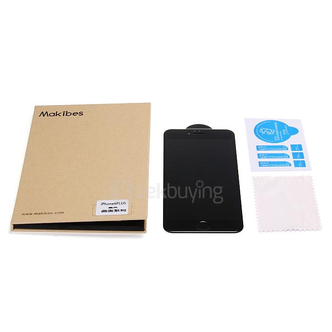 Makibes 3D Curved Surface Toughened Glass 0.33mm Screen Protector Film Cover Arc Edge For iPhone 6 Plus 5.5 inch-Black