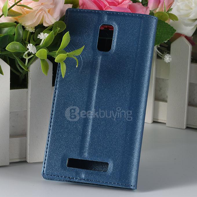 Window View Style Protective PU Leather Case Hard Flip Cover with Back Shell for Blackview Breeze Smartphone - Blue