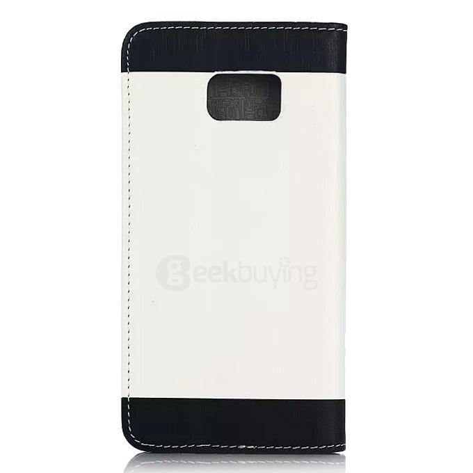 White Side Protective Leather Case With Holder/Card Slots/Wallet For Samsung Galaxy S6 Edge Plus - White