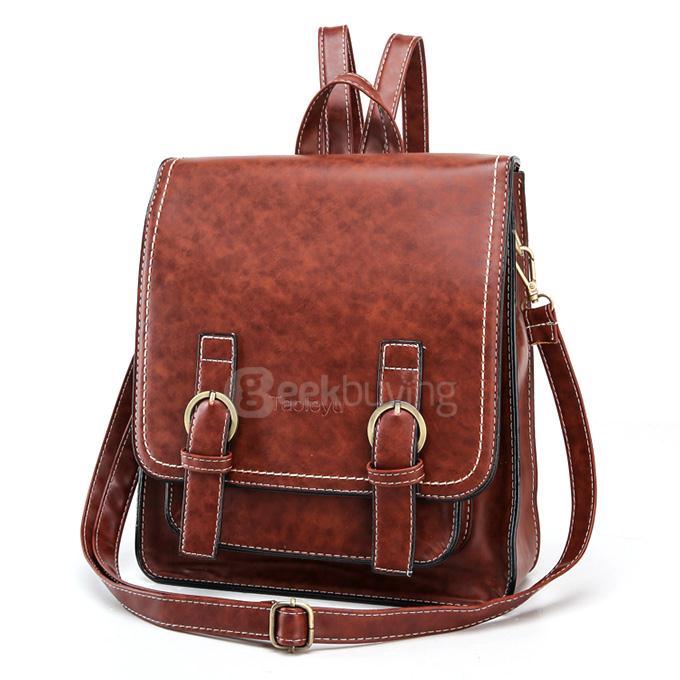 Taoleyu Retro Shoulder Bag Fashionable College Style Lady Bag Backpack - Brown