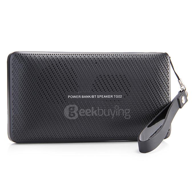 TG02 2800mA Power Bank Handsfree Stereo Wireless Bluetooth 3.0 Speaker TF FM Torchlight - Black