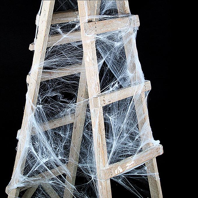 Stretchable Spiderwebs with Spiders for Halloween Decorations - White + Black
