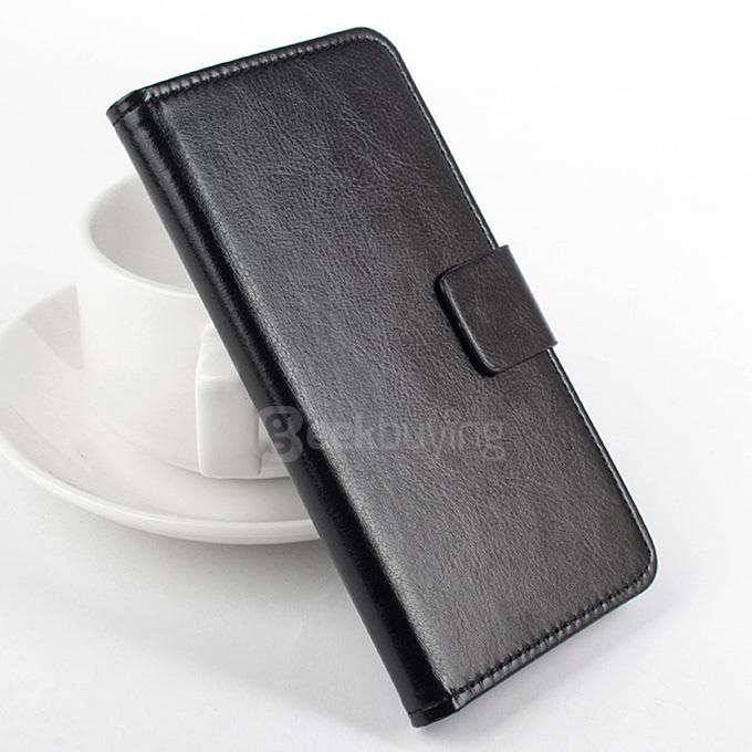 Protective Hard Cover Flip Stand Leather Case for Xiaomi M4i mi4i mi 4i 5.0inch Smartphone - Black