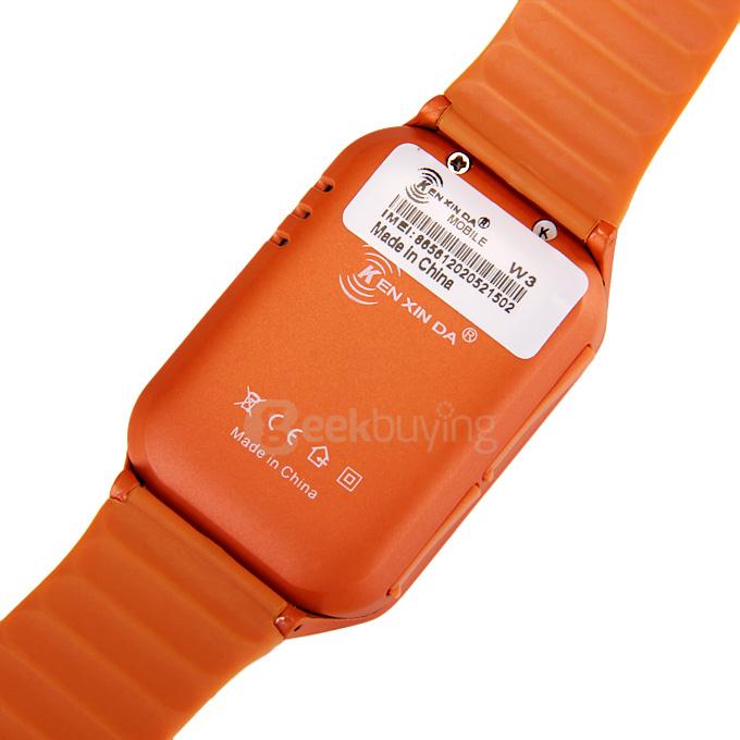 KEN XIN DA W3 1.44'' IPS LCD Capacitive 128x128 Bluetooth 3.0 Smart Watch Phone SC6531 0.32GHz 32MB ROM 0.08MP - Orange