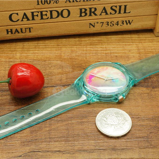 Willis 5771 Starry Sky Design 30M Waterproof Transparent Plastic Strap Crystal Jelly Novelty Student Watch - Green