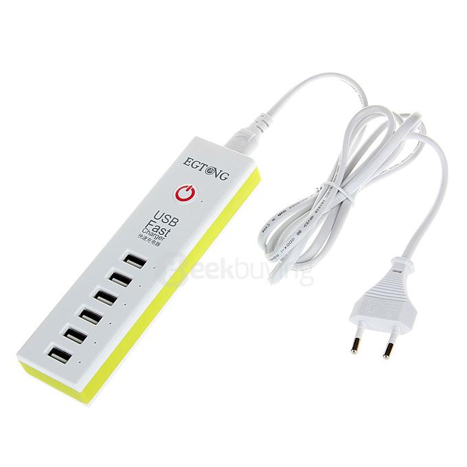 EGTONG 6-Port USB Fast Charger Fire-Resistant Smart Charger for iPhone / iPod / Tablet - EU Plug