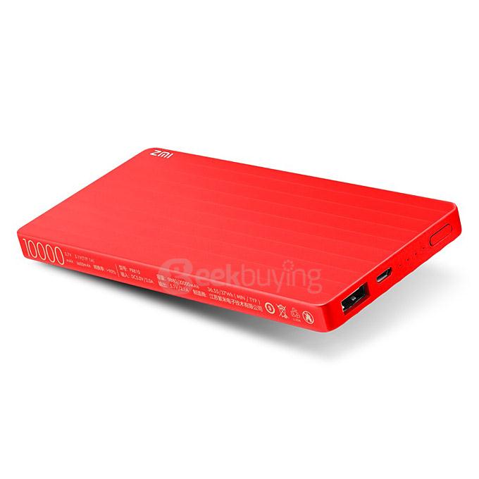 Original Xiaomi ZMI USB 10000mAh Smart Power Bank Adapter For Xiaomi iPhone Samsung HTC Smartphone - Red