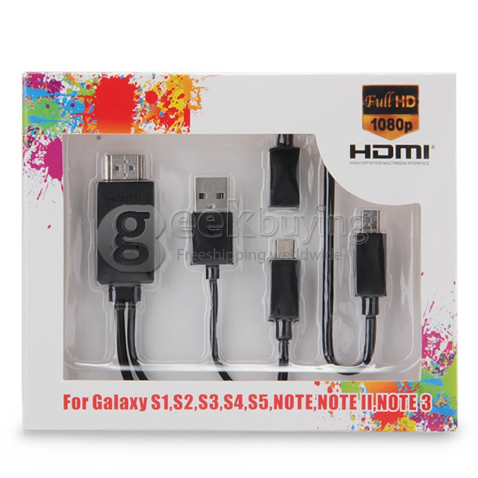 2M Micro USB MHL Male to HDMI Male Cable Works with All MHL Smartphone and Tablet PC - Black