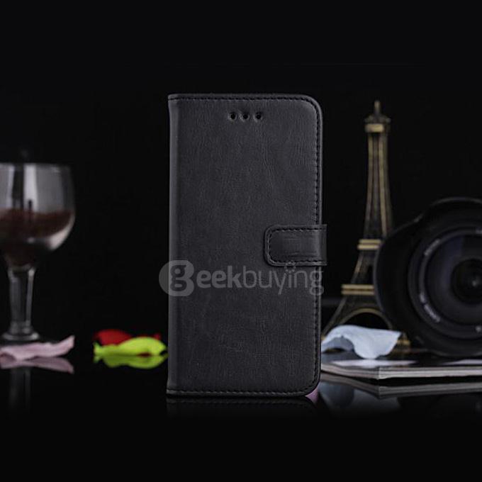 New Style Luxury Crazy Horse Pattern Wallet Leather Case Cover with Card Slots For Apple iPhone 6s Plus 5.5inch - Black