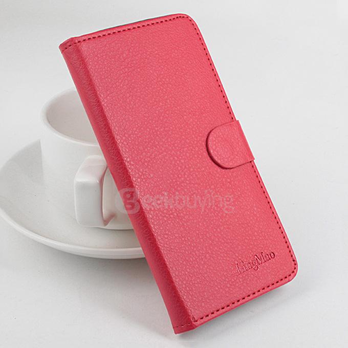 LingMao Litchi Peel Texture Protective Hard Cover Flip Stand Leather Case Cover for DOOGEE Nova Y100X Smartphone - Red
