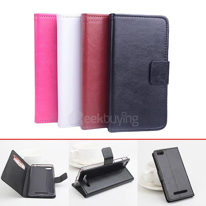 Protective Hard Cover Flip Stand Leather Case for Xiaomi M4i mi4i mi 4i 5.0inch Smartphone - Black
