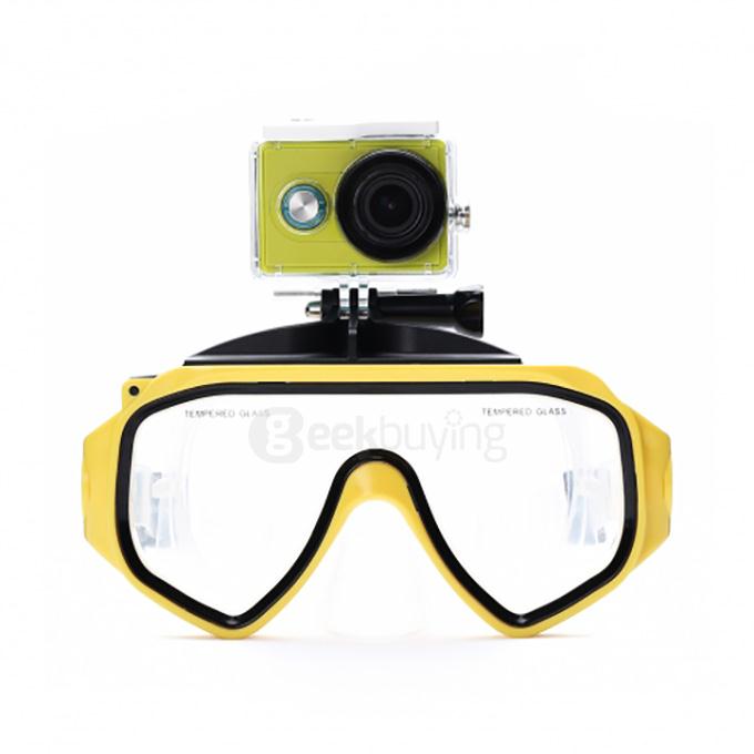 Diving Mask Swimming Goggles with Xiaomi Xiaoyi Camera Mount for Handsfree Diving - Yellow
