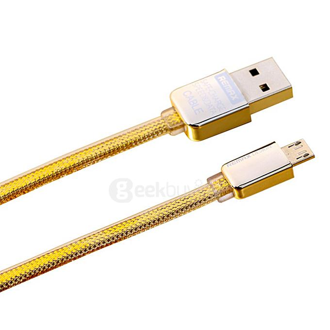 Original REMAX Fast Speed Micro USB Data Cable 1M for Android Phones - Golden