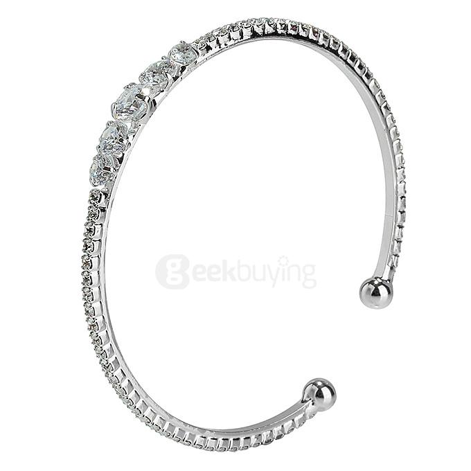 LBOS Fashion Women's Luxury Jewelry Beautiful Cubic Zirconia Open Mouth Bracelet - Silver