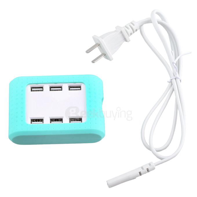 US Plug TYD-531 6-Port USB Charger for Android / iOS Devices - Green + White