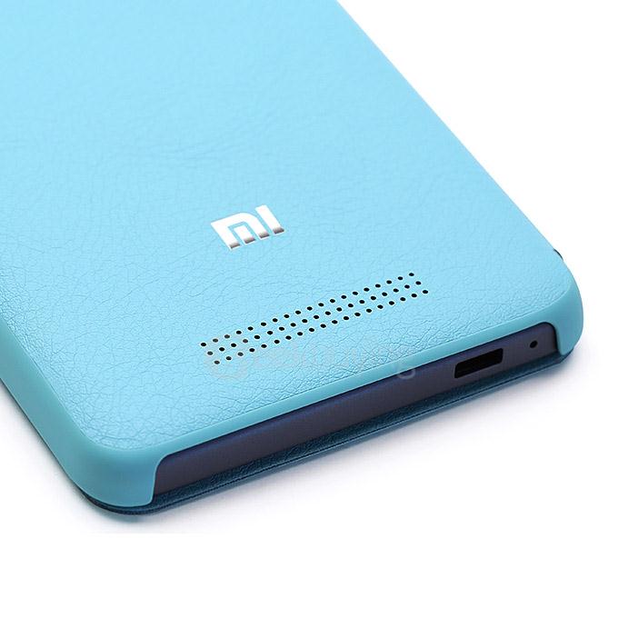 Original Xiaomi Protective PU Leather Hard Flip Cover Shell for Xiaomi Redmi Note 2 - Blue