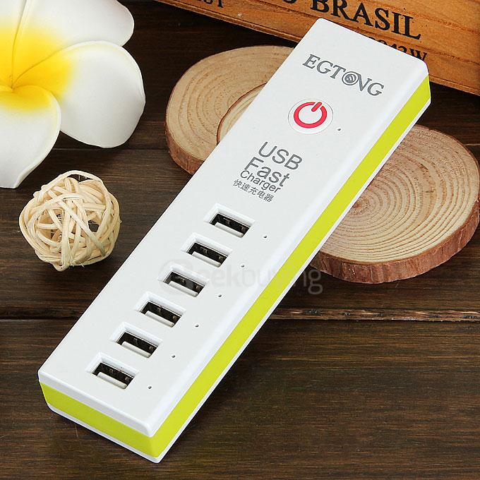 EGTONG 6-Port USB Fast Charger Fire-Resistant Smart Charger for iPhone / iPod / Tablet - EU Plug