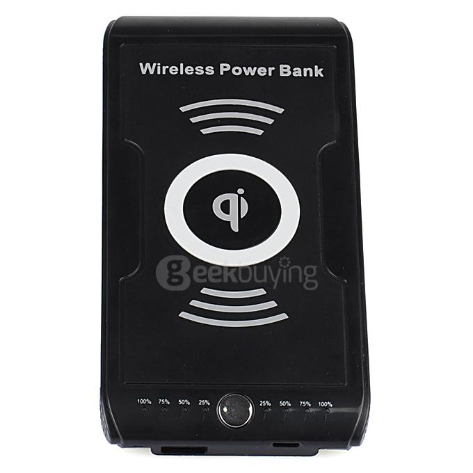 Itian Q12 8000mA Wireless Power Bank Backup Battery Charging Pad Qi USB Charger for Qi Compatible Devices - Black
