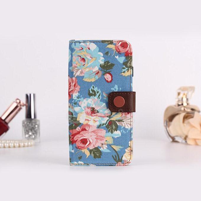Clip Style Luxury Flower Pattern Wallet Leather Case Cover with Back Case For Apple iPhone 6s 4.7 inch - Blue