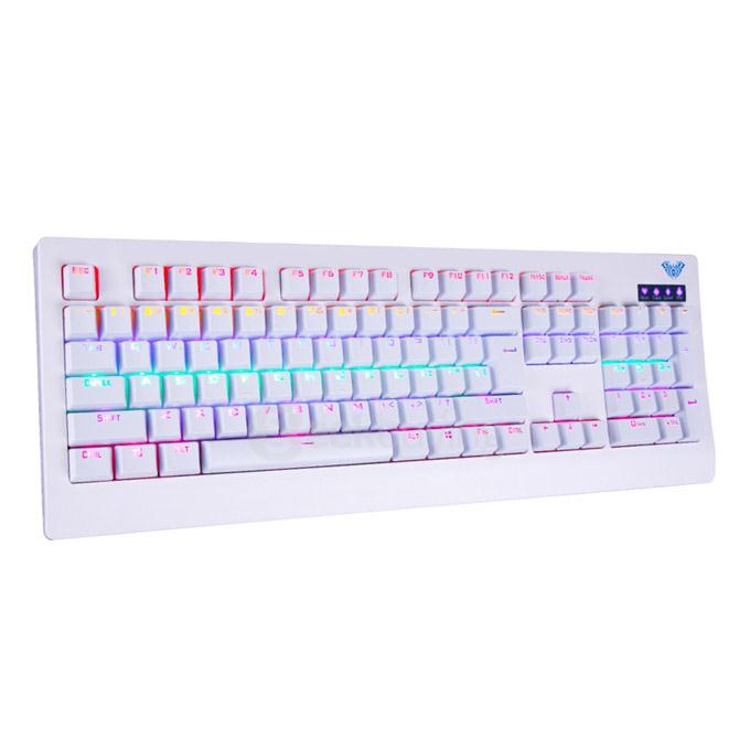 AULA Tarantula Ghosts Mechanical Laptop Computer Gaming Keyboard LOL Blue Switch 104 Keys 26keys Anti-ghost Blacklit USB Wired Keyboard - White