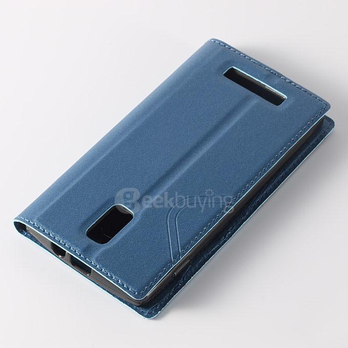 Window View Style Protective PU Leather Case Hard Flip Cover with Back Shell for Blackview Breeze Smartphone - Blue