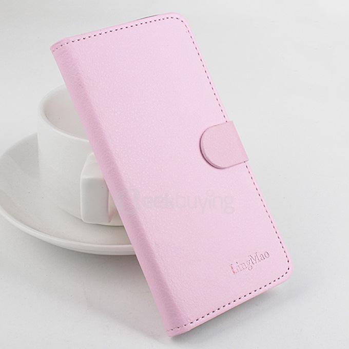 LingMao Litchi Peel Texture Protective Hard Cover Flip Stand Leather Case Cover for DOOGEE Nova Y100X Smartphone - Pink