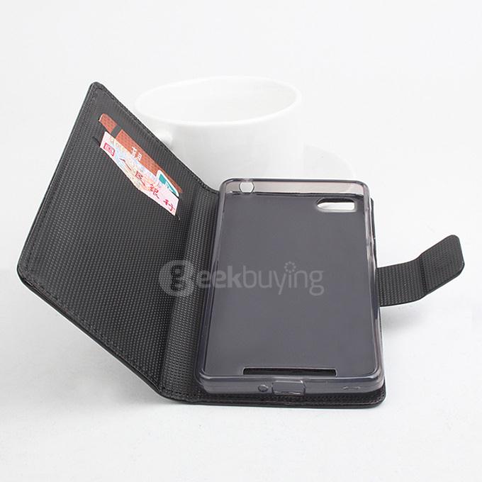Protective Hard Cover Flip Stand Leather Case for Xiaomi M4i mi4i mi 4i 5.0inch Smartphone - Black