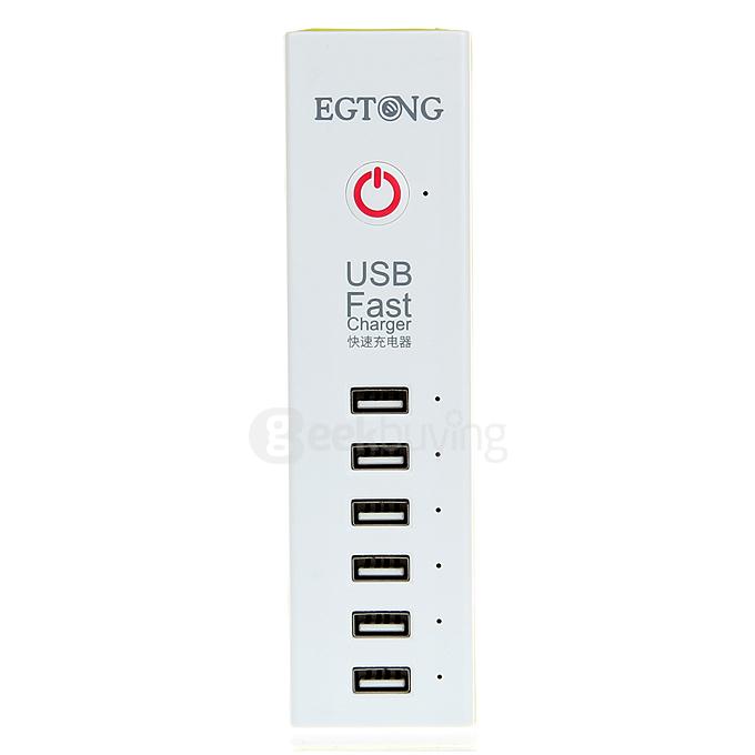 EGTONG 6-Port USB Fast Charger Fire-Resistant Smart Charger for iPhone / iPod / Tablet - EU Plug