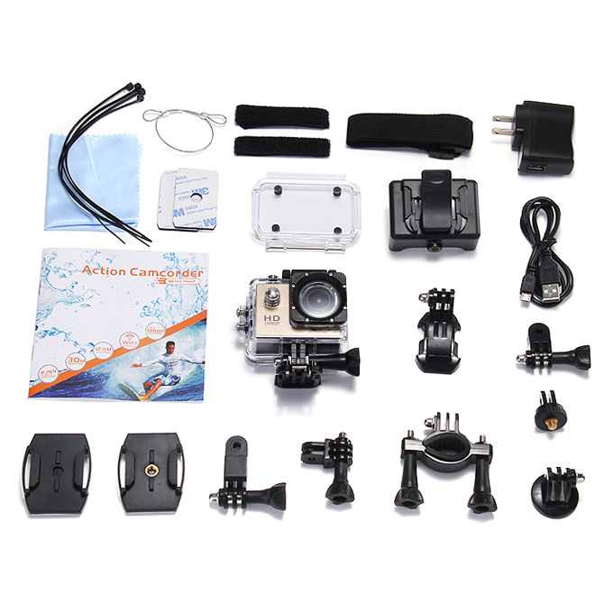 SJ4000 WiFi Action Camera Novatek 1080P H.264 1.5 Inch 170 Degree Wide Angle Outdoor Sports Waterproof HD Camcorder DV/CAR DVR - Gold